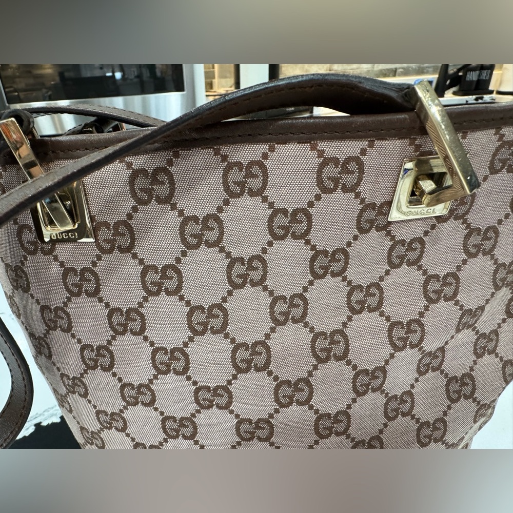 Gucci GG Canvas Brown Tote Bag – Vintage Made in Italy - Picture 3 of 16